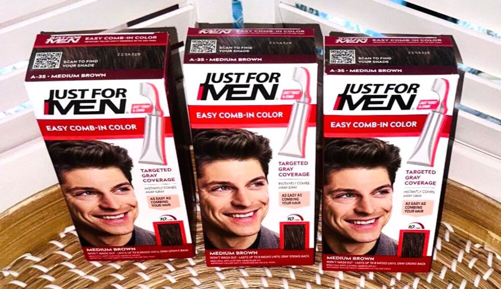 Just For Men Easy Comb-In Color Mens Hair Dye Medium Brown A-35 Lot Of 3